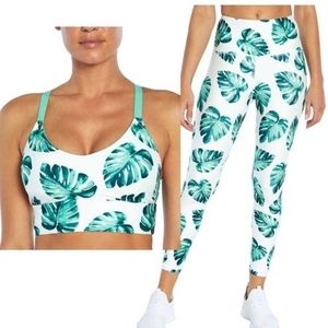 Wildfox Sweat Green Tropical Banana leaf sport bra